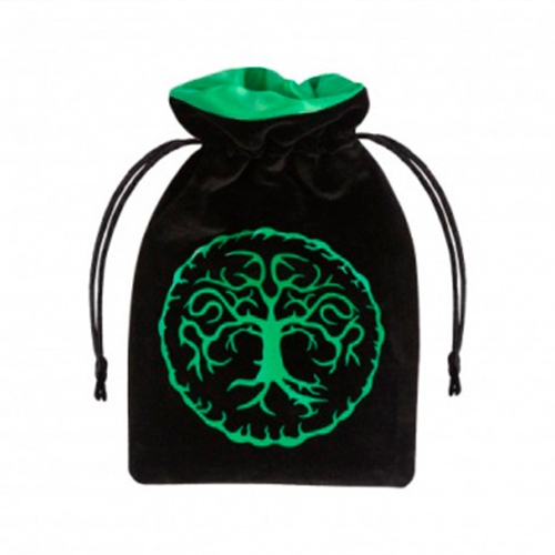 Forest Black and Green Velour Dice Bag - Terningepose - Q-Workshop